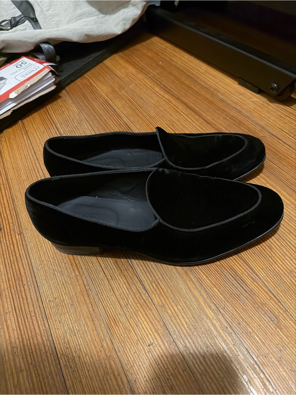 Men's Black Velvet Loafers - Classic Slip-On Dress Shoes